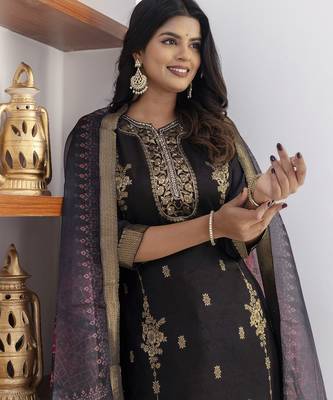 black jacquard festive kurta set 4