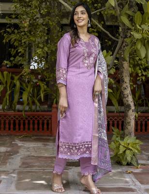 lavender silk blend festive kurta set 2