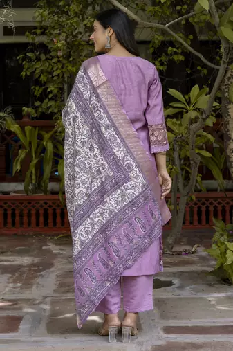 lavender silk blend festive kurta set