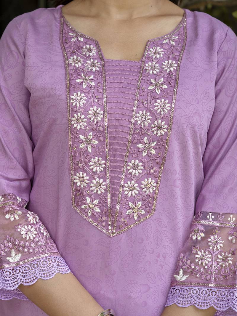 lavender silk blend festive kurta set