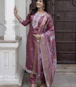 mauve viscose festive kurta set
