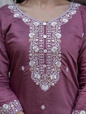 mauve viscose festive kurta set 4
