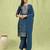 blue jacquard festive kurta set