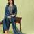 blue jacquard festive kurta set