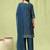 blue jacquard festive kurta set