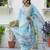 sky-blue silk blend festive kurta set
