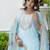 sky-blue silk blend festive kurta set