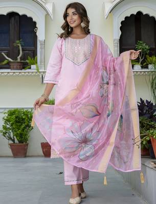 pink silk blend festive kurta set 2