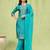 royal-blue jacquard festive kurta set