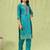 royal-blue jacquard festive kurta set