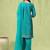 royal-blue jacquard festive kurta set