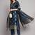 navy-blue jacquard festive kurta set