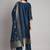 navy-blue jacquard festive kurta set