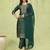 green jacquard festive kurta set