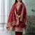 maroon jacquard festive kurta set