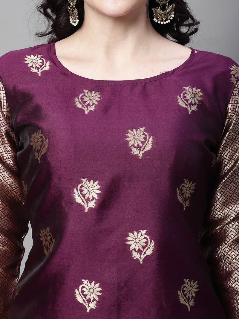 purple jacquard festive kurta set
