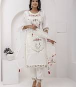 white viscose silk festive kurta set
