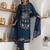 teal viscose silk festive kurta set