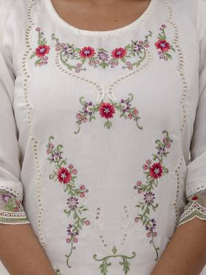 white viscose silk festive kurta set 4