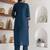 teal viscose silk festive kurta set
