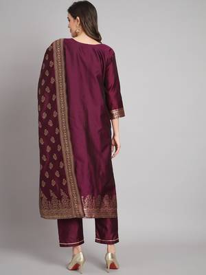 purple jacquard festive kurta set 3