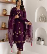 wine viscose silk festive kurta set