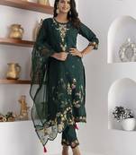 green viscose silk festive kurta set