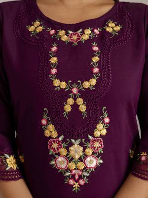wine viscose silk festive kurta set 4