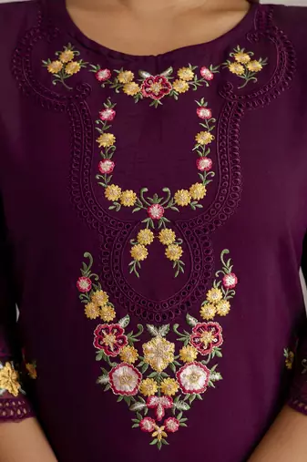wine viscose silk festive kurta set