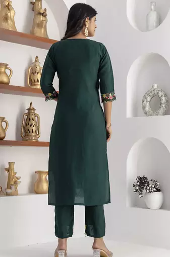 green viscose silk festive kurta set