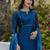 teal chanderi silk festive kurta set