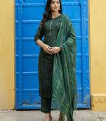 green chanderi silk festive kurta set