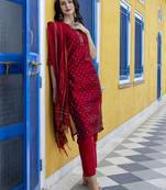 maroon chanderi silk festive kurta set