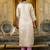 off-white shimmer silk festive wear long kurti