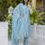 sky-blue chanderi silk festive kurta set