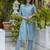 sky-blue chanderi silk festive kurta set
