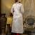 off-white shimmer silk festive wear long kurti