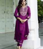 purple silk blend festive kurta set