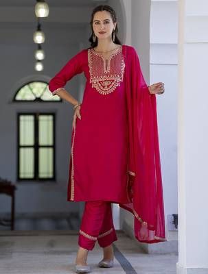 pink silk blend festive kurta set 1