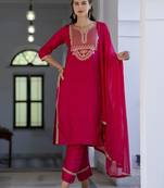 pink silk blend festive kurta set
