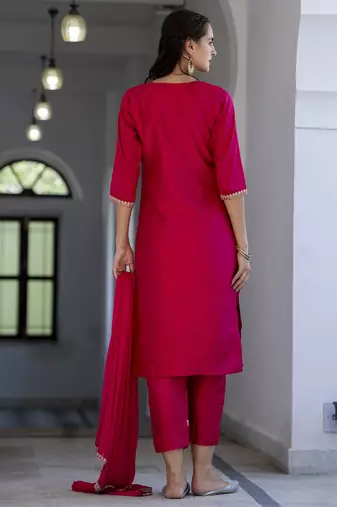 pink silk blend festive kurta set