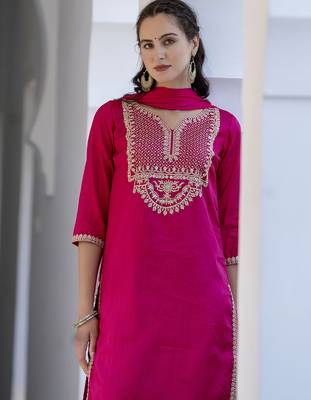 pink silk blend festive kurta set 4