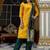 yellow cotton silk festive kurta set