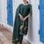 green jacquard festive kurta set