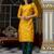 yellow cotton silk festive kurta set