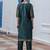 green jacquard festive kurta set