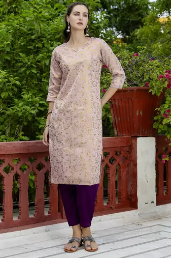 light-pink cotton silk festive kurta set