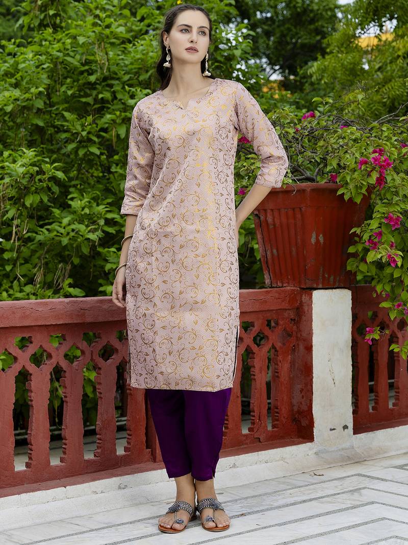 light-pink cotton silk festive kurta set