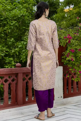 light-pink cotton silk festive kurta set