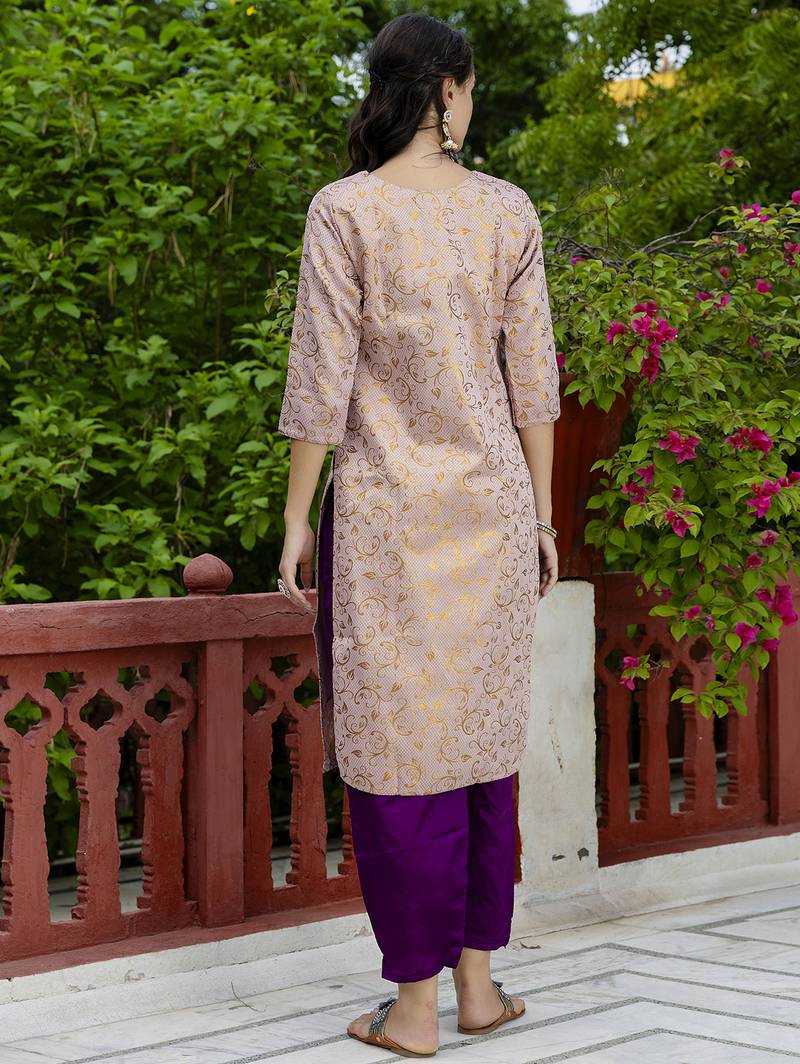 light-pink cotton silk festive kurta set